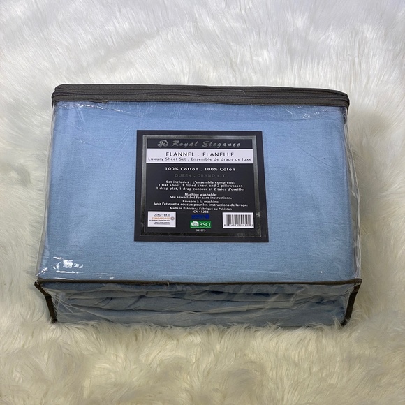 ✨SOLD-OUT✨Queen 4pc Sky Blue Flannel Bedsheets - Picture 3 of 4